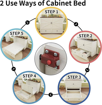 Murphy Bed Cabinet With Charging Station - Queen Size
