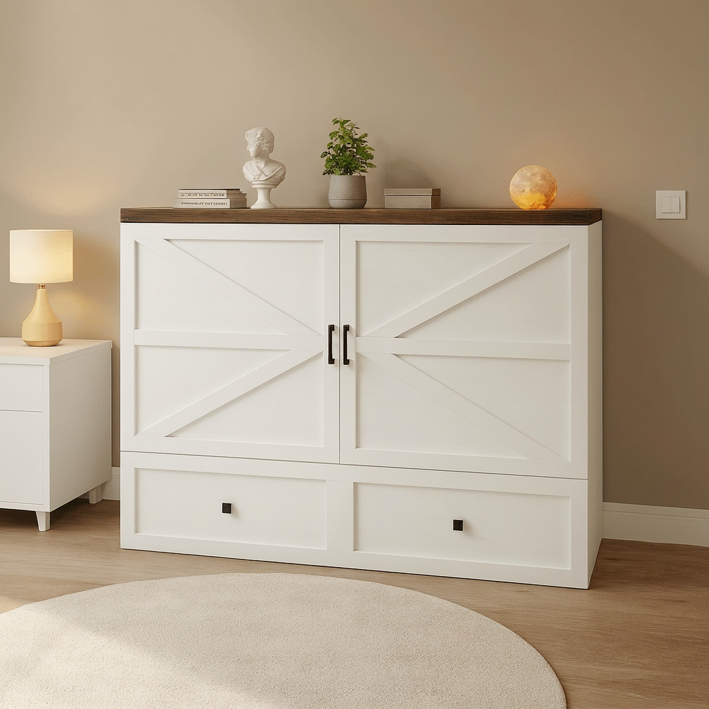 Murphy Bed Cabinet With Charging Station - Queen Size