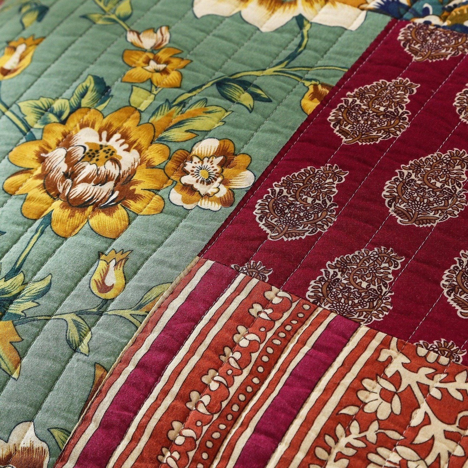 Dark Elegance Bohemian Floral Cotton Patchwork Bedding
