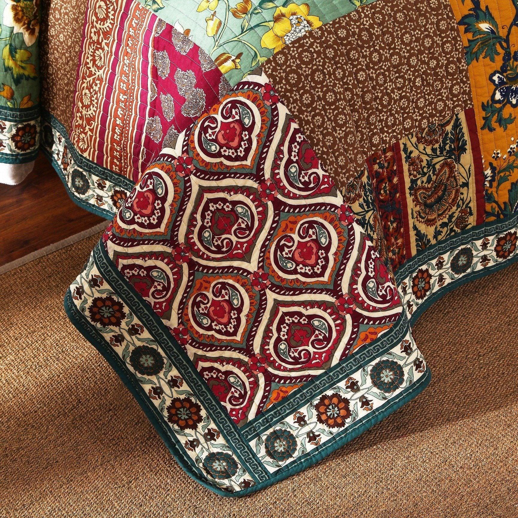 Dark Elegance Bohemian Floral Cotton Patchwork Bedding