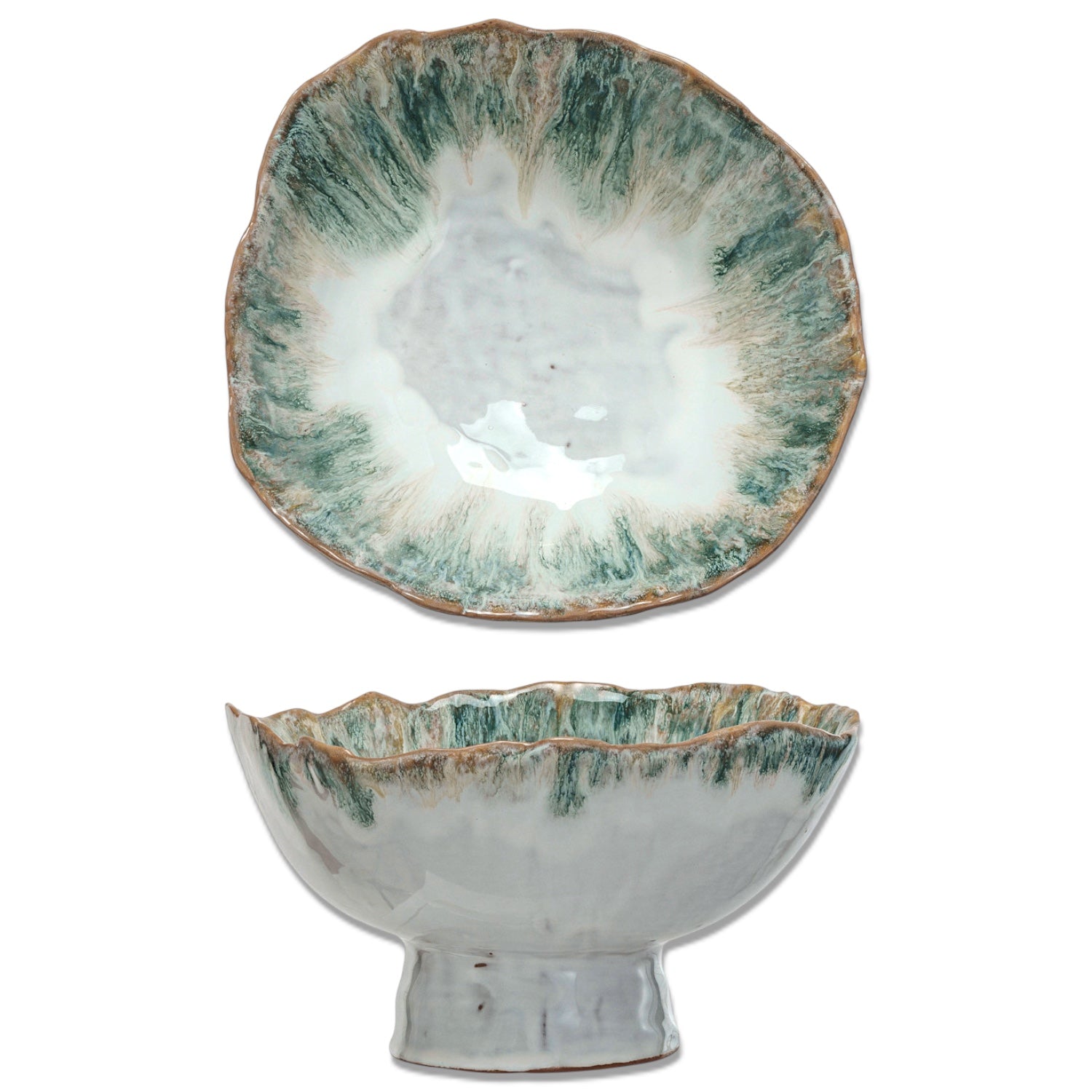 Reactive Glaze Ceramic Footed Bowl