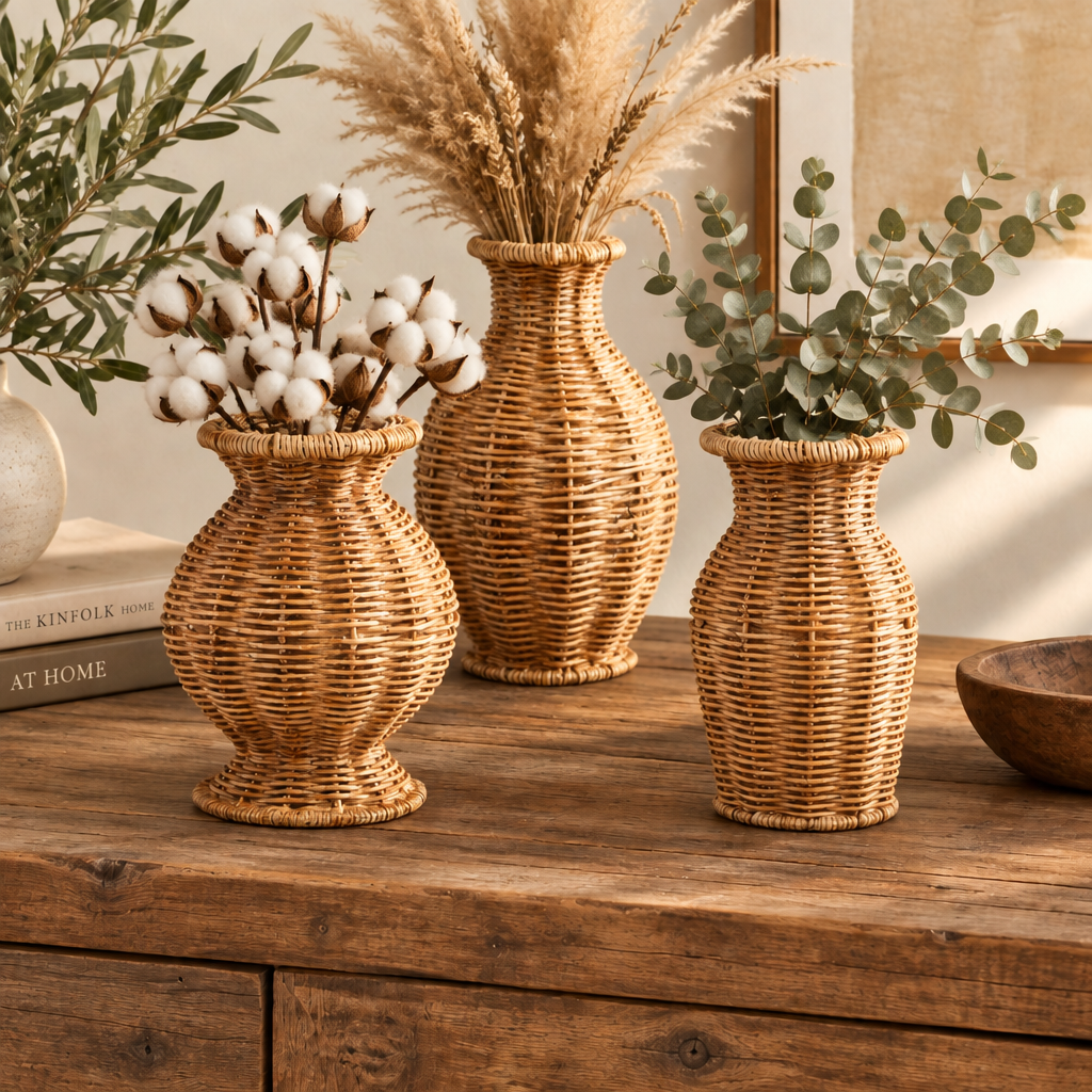 Resin Wicker Basket Weave Vase | 3 Styles