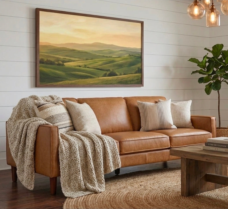 Soria Saddle Brown Top-Grain Leather Sofa
