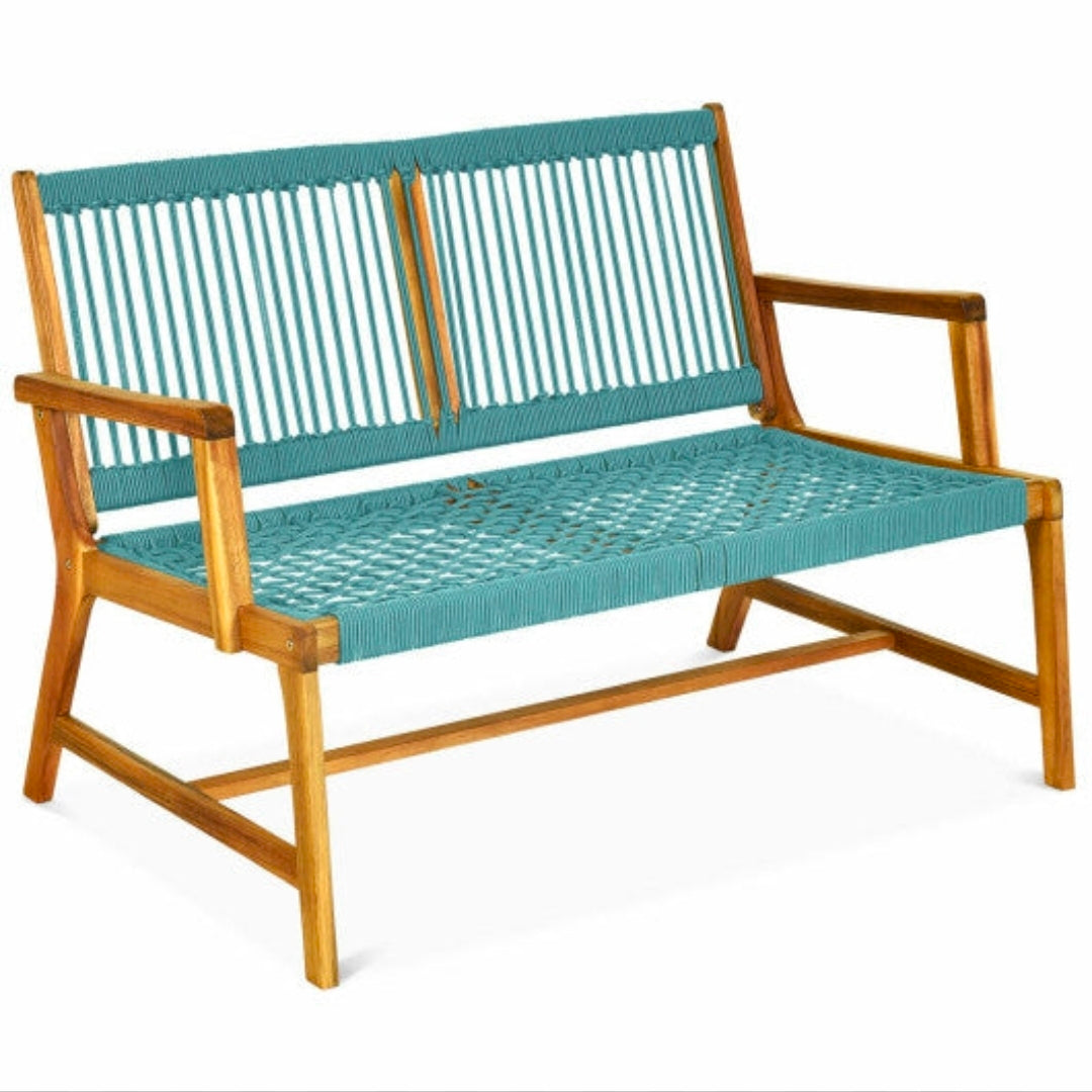 2-Person Acacia Wood Yard Bench for Balcony and Patio - Black