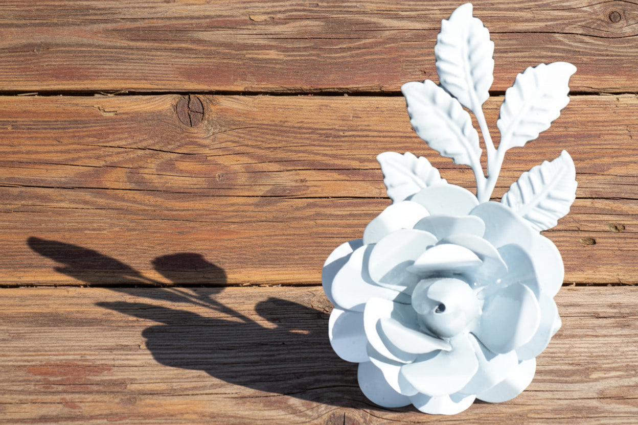 Set of 4 White Rose Napkin Rings