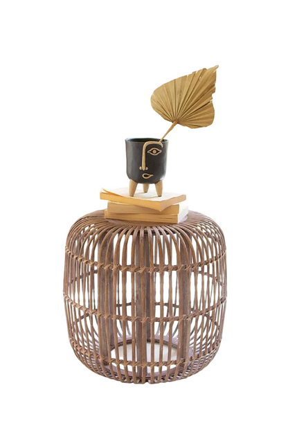 Round Bamboo Accent Table