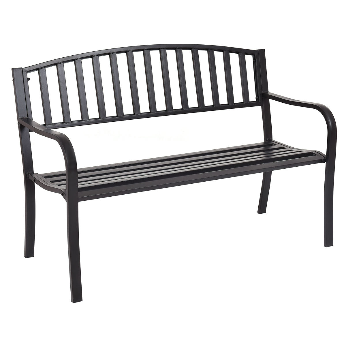 50 Inch Steel Garden Bench - Black
