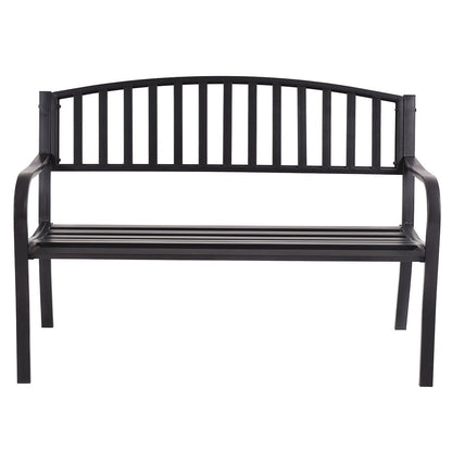 50 Inch Steel Garden Bench - Black