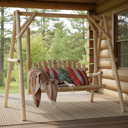 Outdoor Wooden Porch Bench Swing Chair with Frame