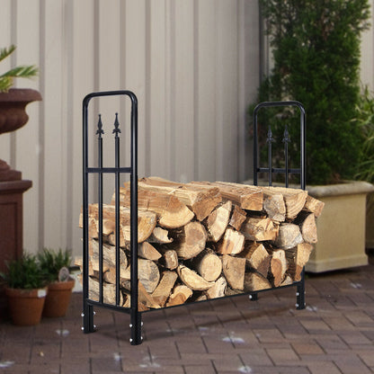 4 Ft Outdoor Heavy Duty Steel Firewood Wood Storage Rack