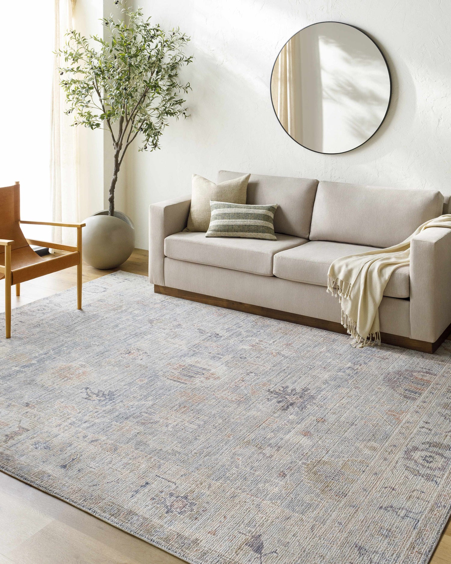 Marlene Damask Cream &amp; Blue Area Rug - Becki Owens x Livabliss