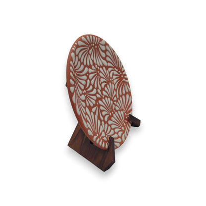 Set of 4 Terracotta &amp; White Talavera Wall Plates | 10" Decorative Display