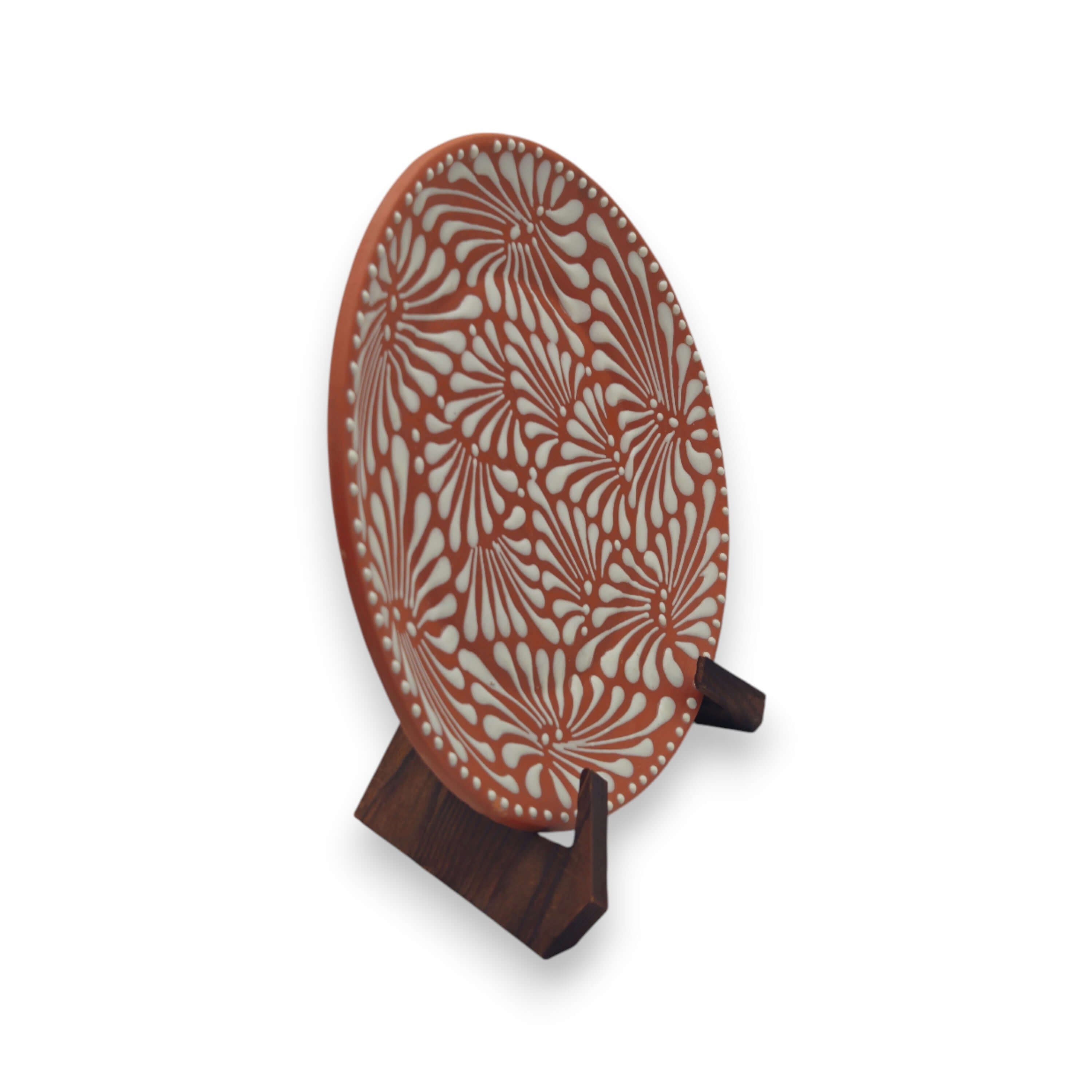 Set of 4 Brown &amp; White Talavera Wall Plates | 11.5" Decorative  Plates