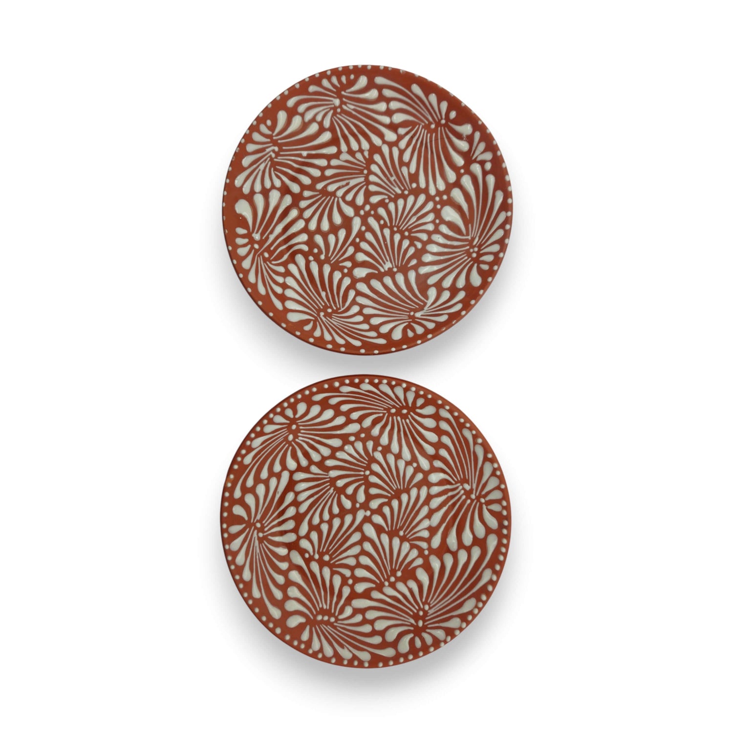 Set of 4 Brown &amp; White Talavera Wall Plates | 11.5" Decorative  Plates