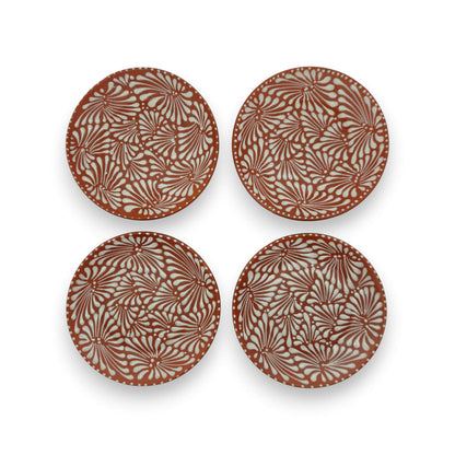 Set of 4 Brown &amp; White Talavera Wall Plates | 11.5" Decorative  Plates