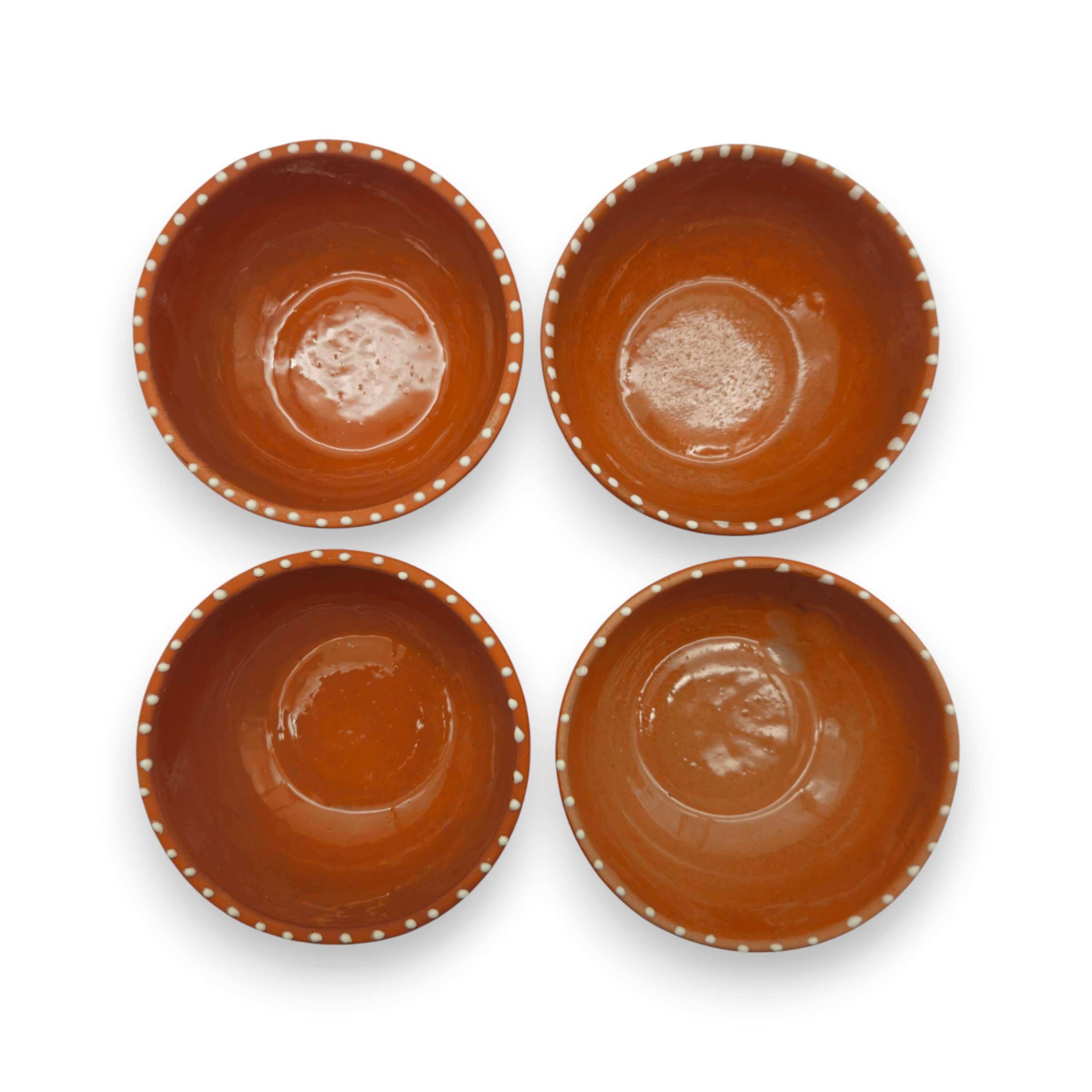 Set of 4 Handmade Brown &amp; White Talavera Bowls | Artisan Dinnerware