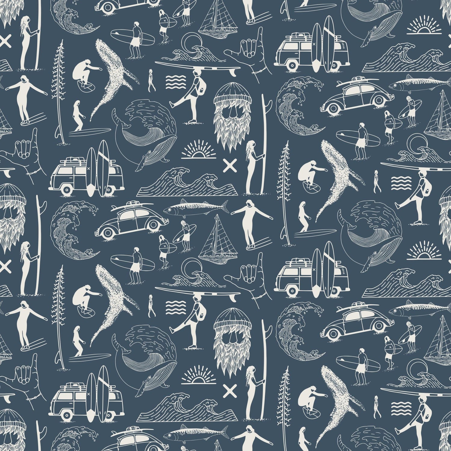 Saltwater Surf (Blue) Wallpaper