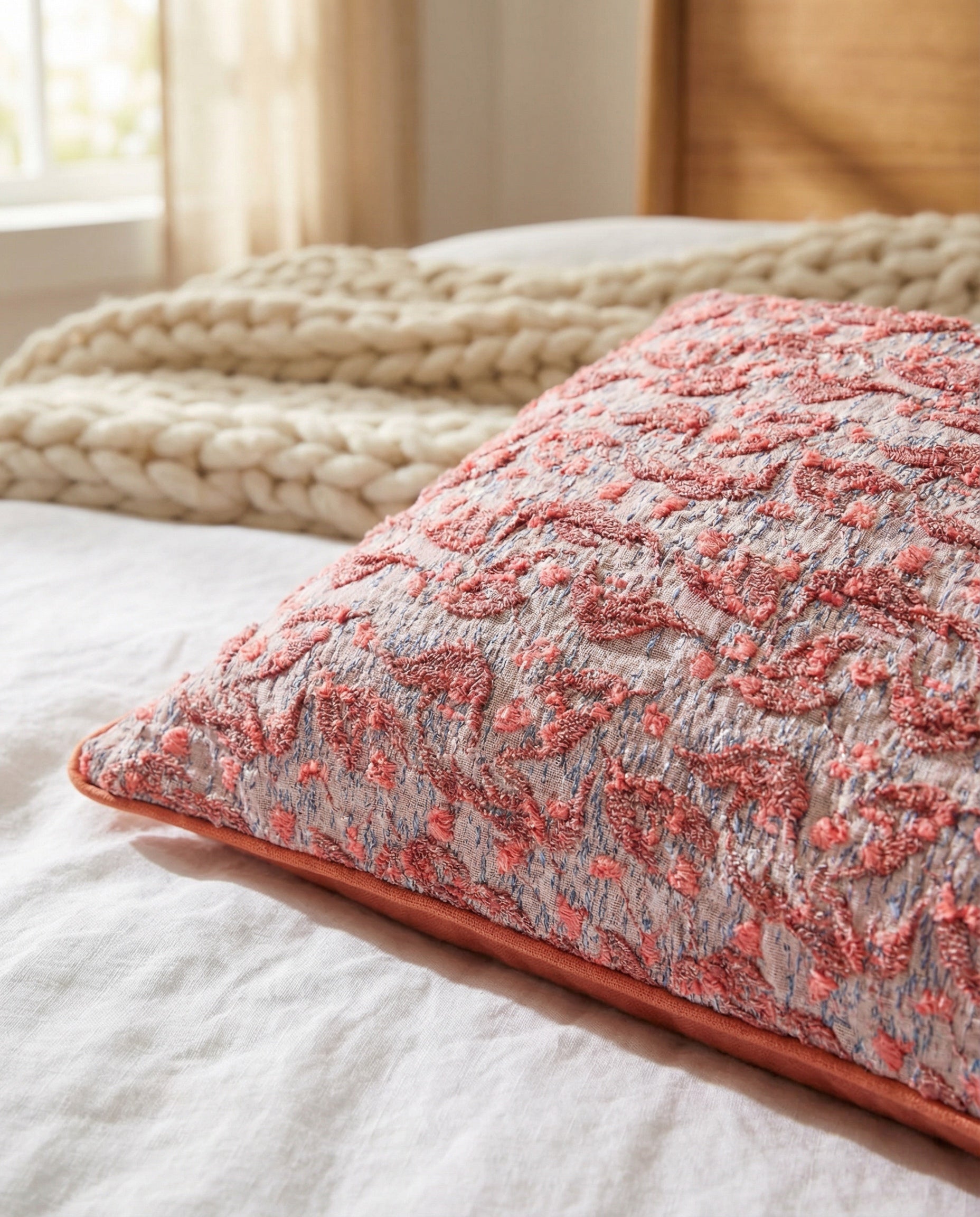 Textured Woven Pattern Lumbar Pillow