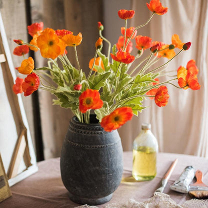 Silk Common Poppy Flower Stem - 22"