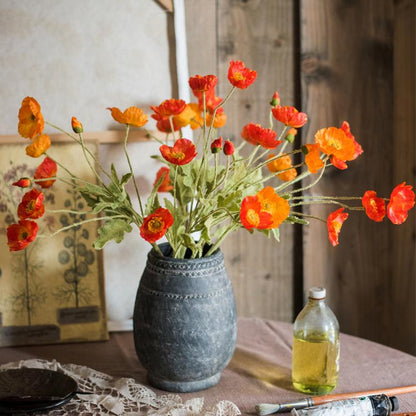 Silk Common Poppy Flower Stem - 22"