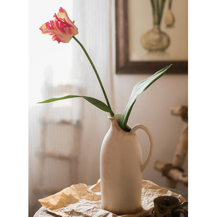 Faux Silk Flower Flame Tulip Stem -  24"