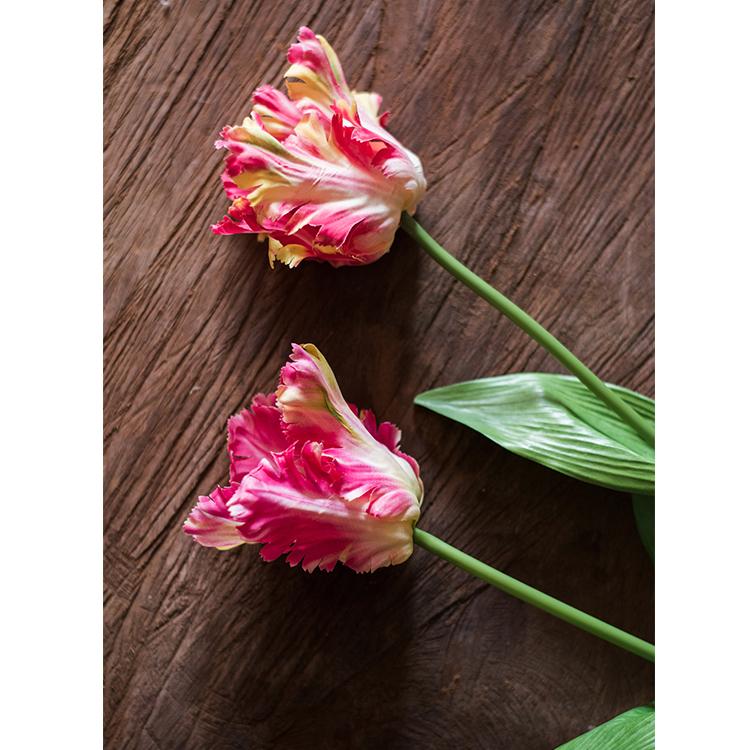 Faux Silk Flower Flame Tulip Stem -  24"