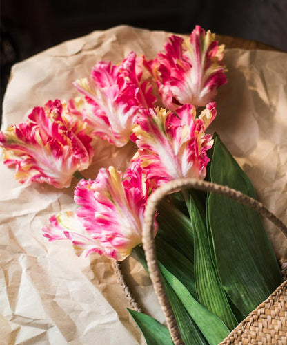 Faux Silk Flower Flame Tulip Stem -  24"