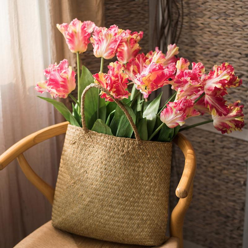 Faux Silk Flower Flame Tulip Stem -  24"