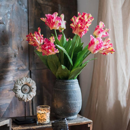 Faux Silk Flower Flame Tulip Stem -  24"