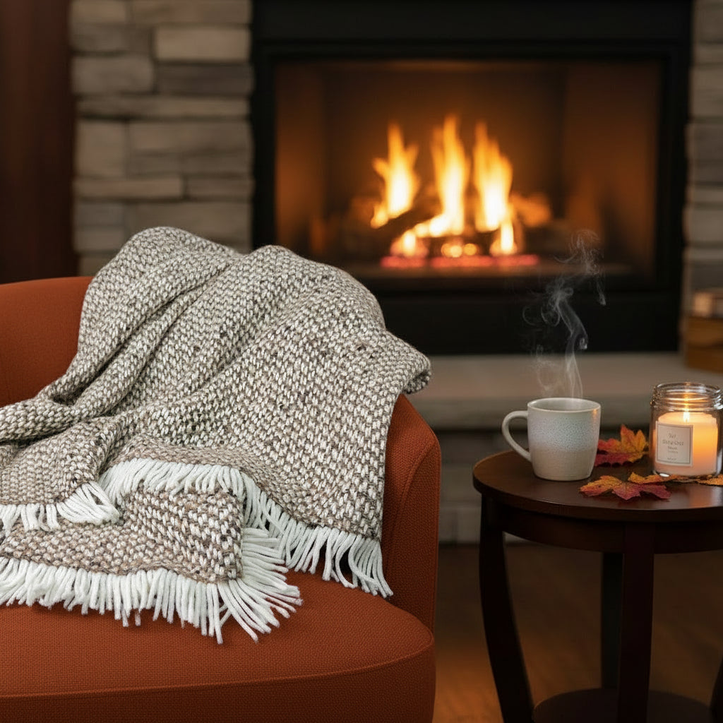 Chunky Camel Weave Alpaca Throw
