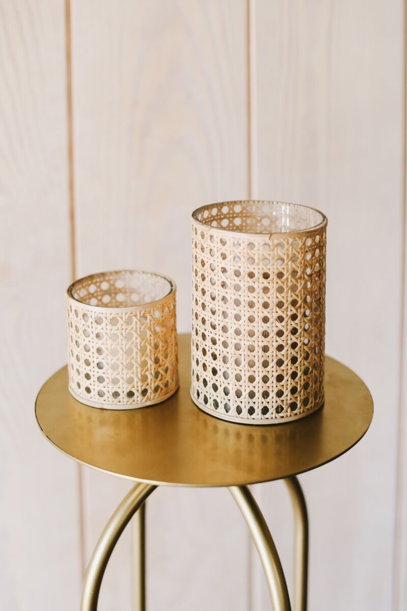 Oliver Cane Votive Candle Holders