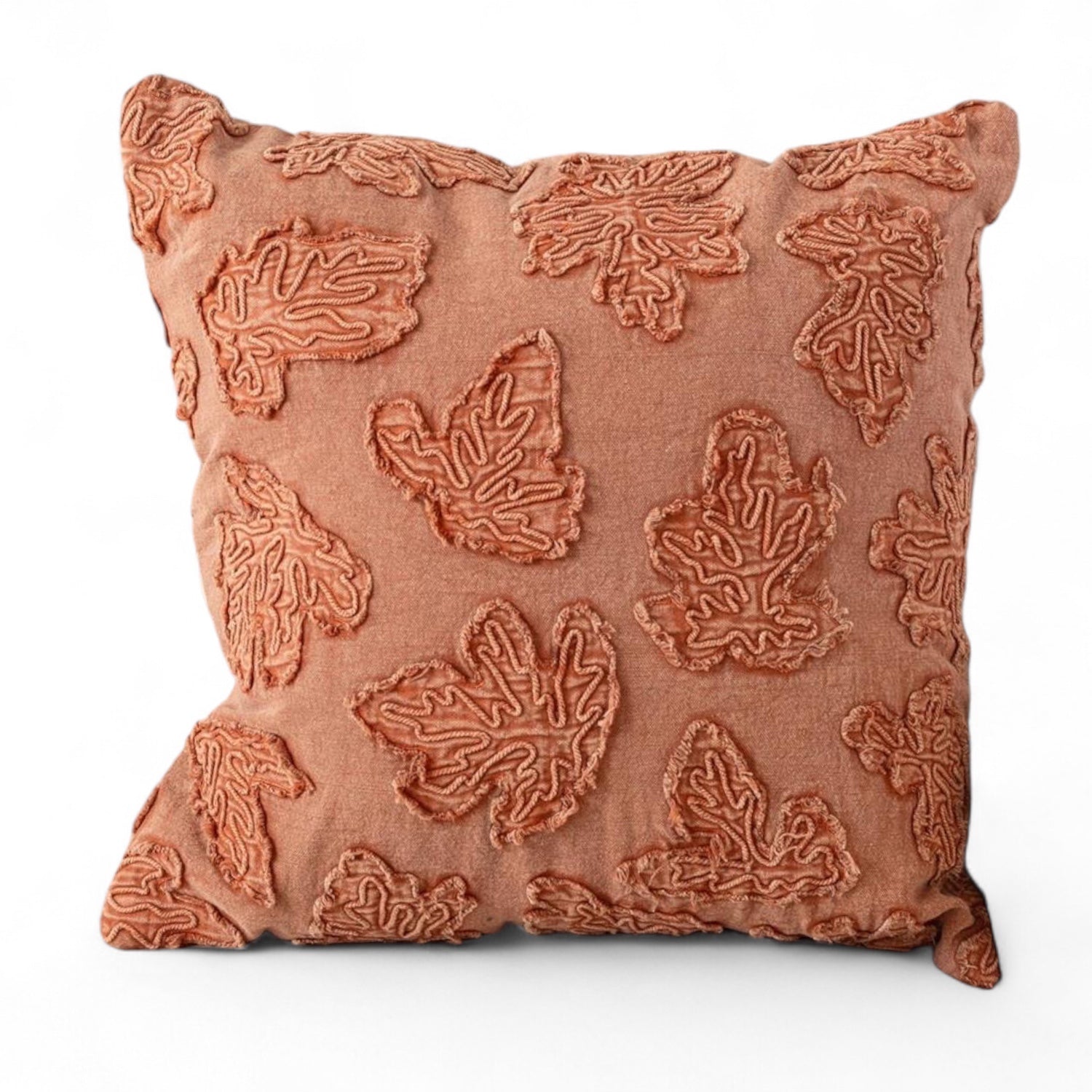 Stonewashed Leaves Throw Pillow - Rust