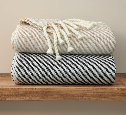 Chunky Black Stripe Alpaca Throw