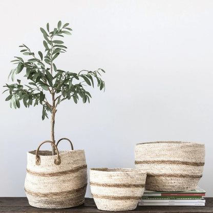Striped Maize Storage Baskets/Planters - Set of 3