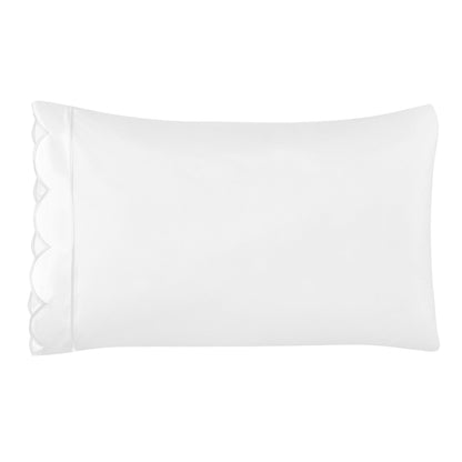 Scallop Frame Embroidered Cotton Percale Pillowcase Pair