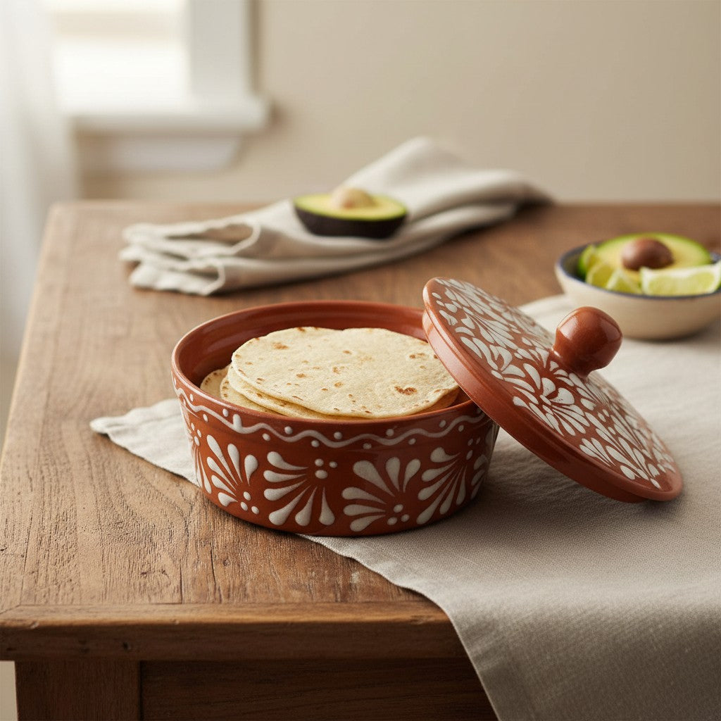 Talavera Tortilla Warmer | Glazed Terracotta
