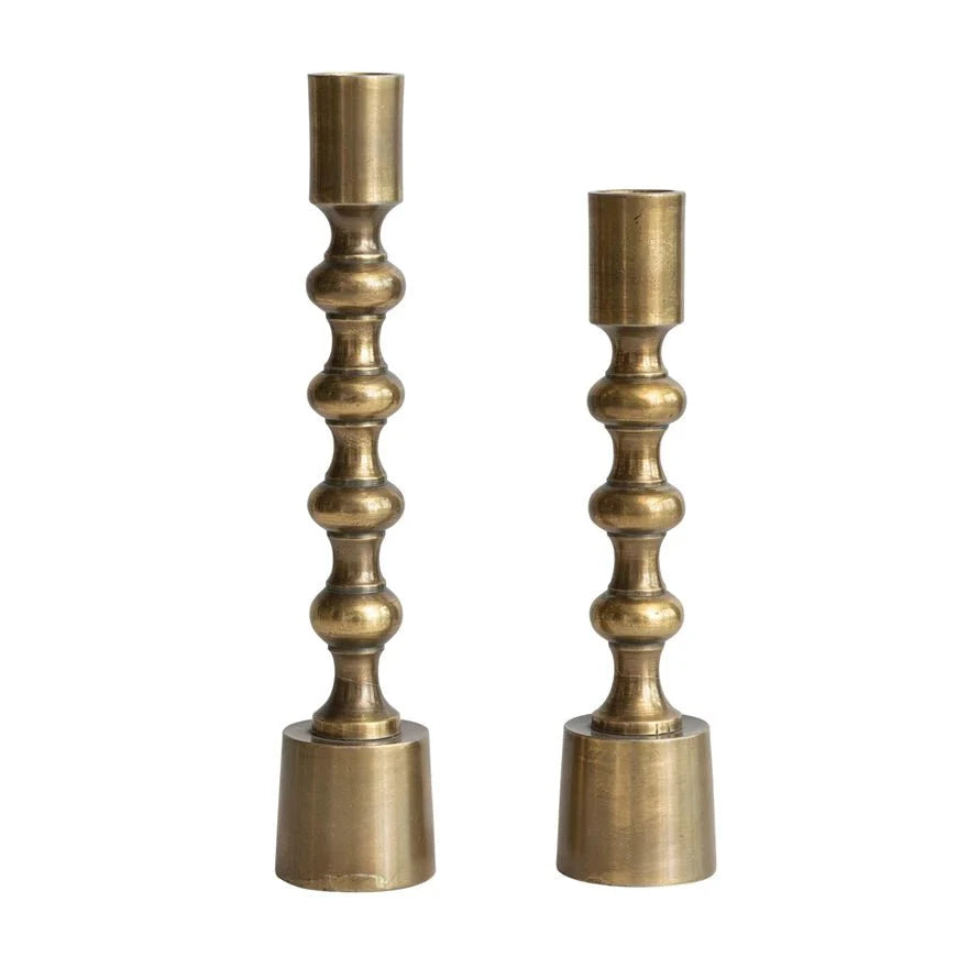 Taper Candle Holders, Antique Gold Finish - Set of 2