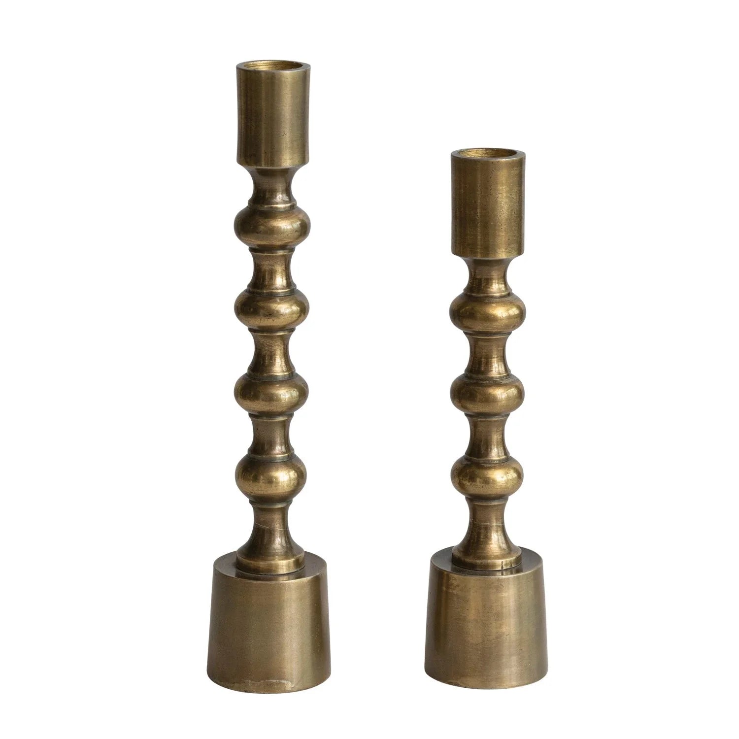 Taper Candle Holders, Antique Gold Finish - Set of 2