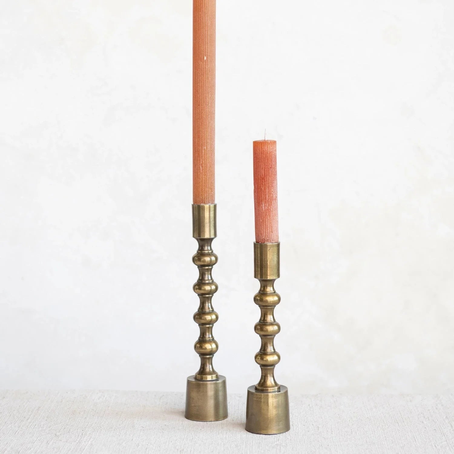 Taper Candle Holders, Antique Gold Finish - Set of 2