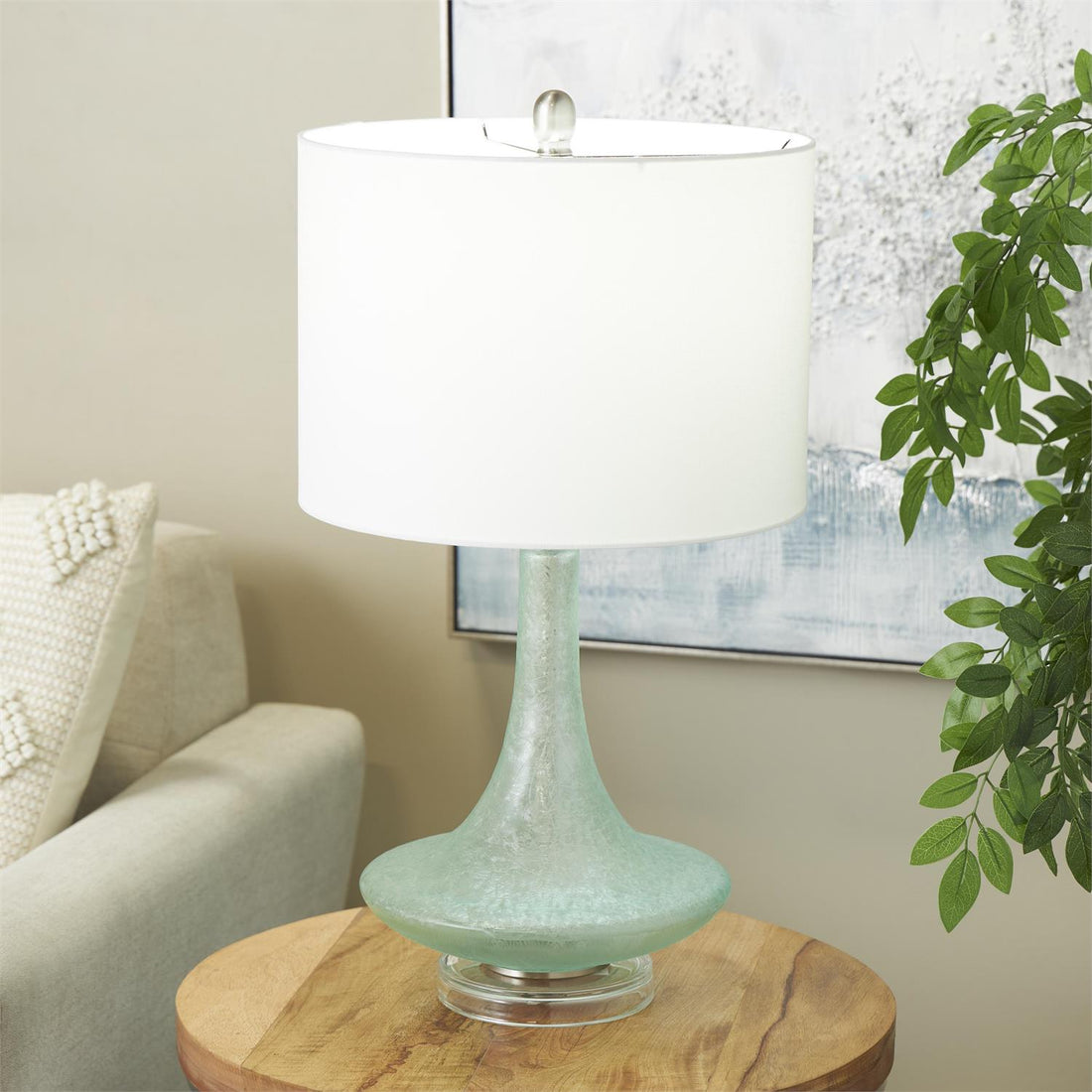 Teal Glass Table Lamp