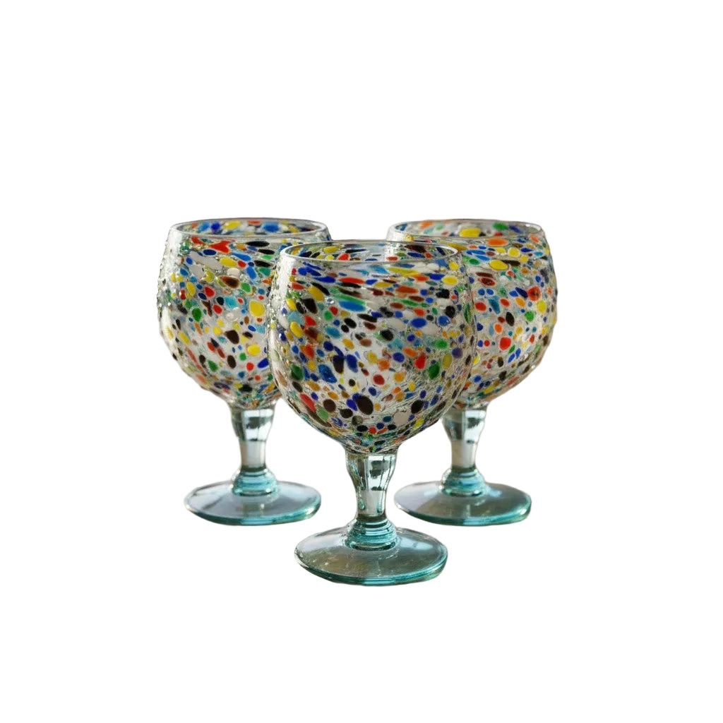 Handblown Mexican Shrimp Cocktail Glass | Confetti Pebble Fishbowl