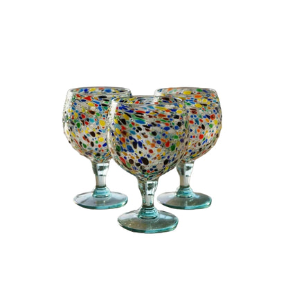 Handblown Mexican Shrimp Cocktail Glass | Confetti Pebble Fishbowl