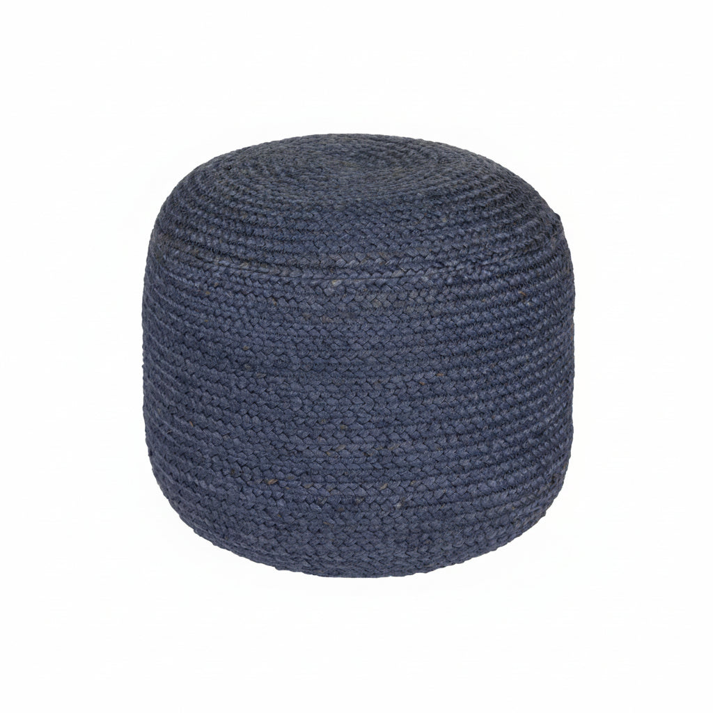 Gail Navy Jute Knitted Pouf