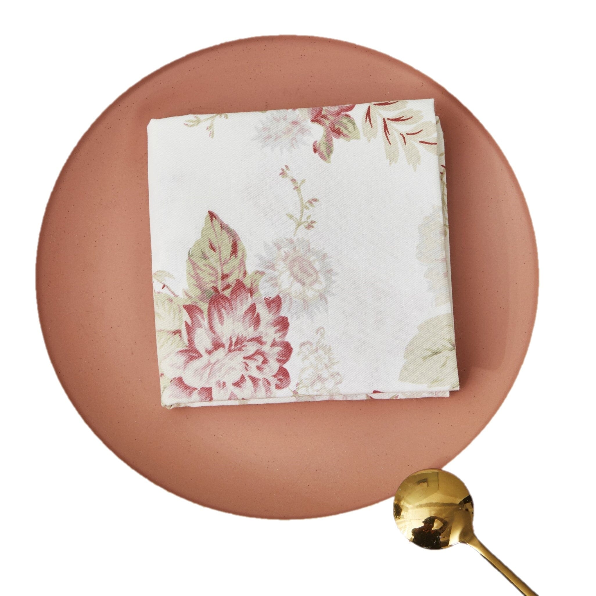 Hint of Mint Floral Cotton Dining Table Napkins - 4 Pc Set