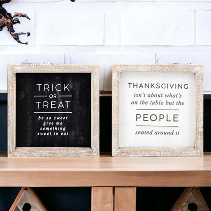 Trick + Thanksgiving | Double-Sided Wood Sign