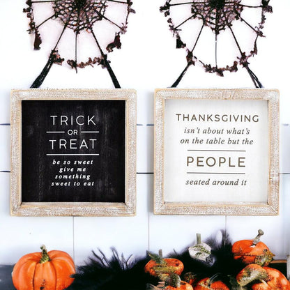 Trick + Thanksgiving | Double-Sided Wood Sign