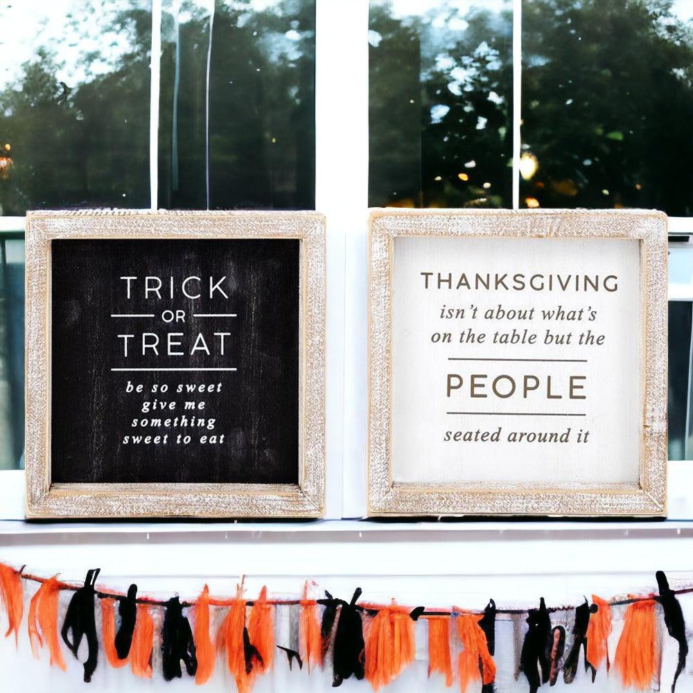 Trick + Thanksgiving | Double-Sided Wood Sign