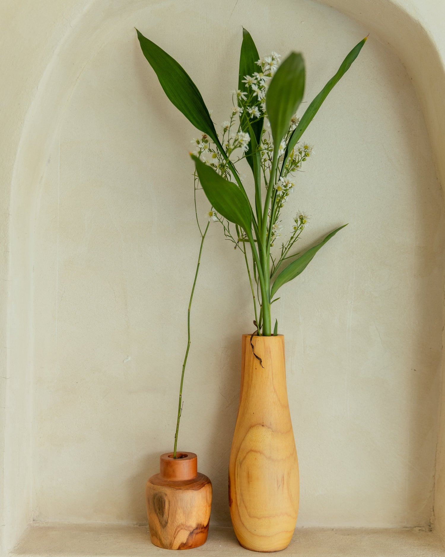 Teak Wavy Vases