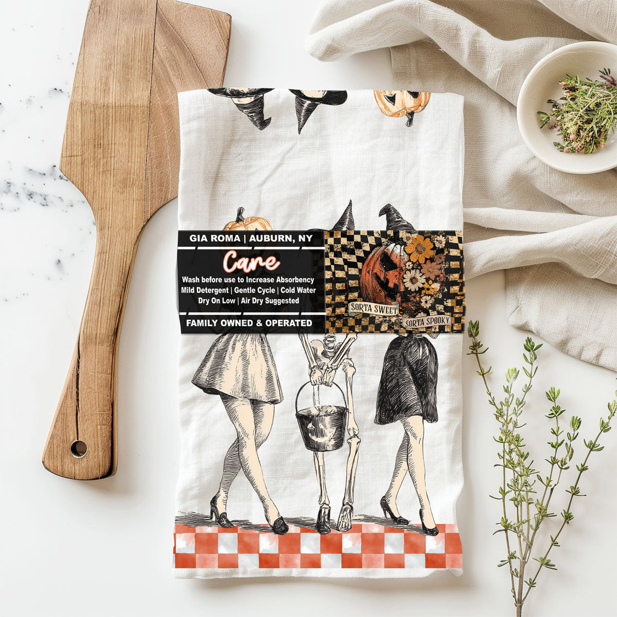 Vintage Trio Halloween Kitchen Towel