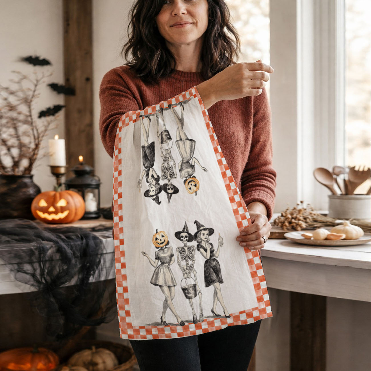 Vintage Trio Halloween Kitchen Towel